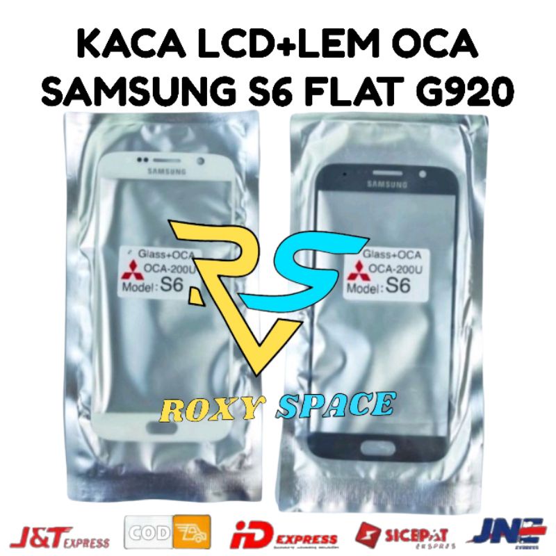 Kaca Lcd + Lem Oca Kering Samsung Galaxy S6 FLAT G920 Kaca Depan Kaca Touchscreen Glass Lcd Ts TC Or
