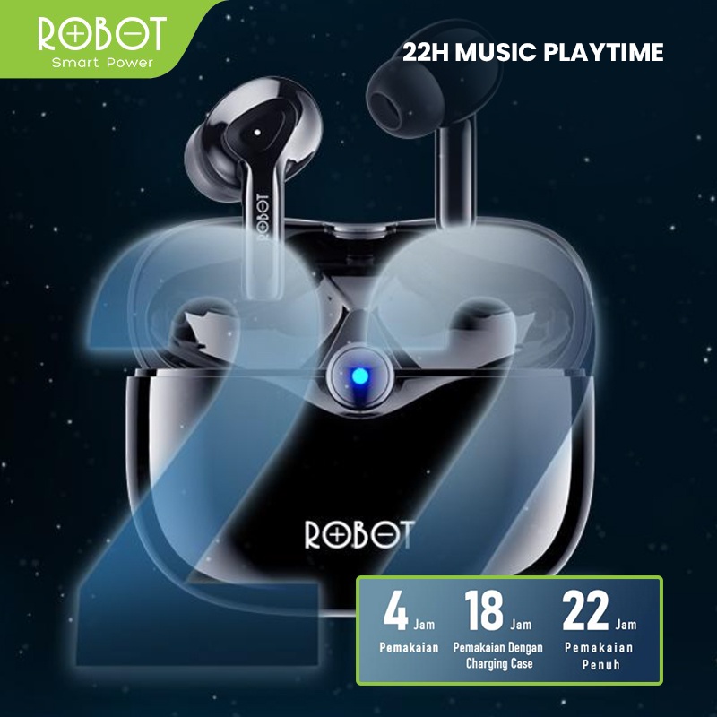 ROBOT Earphone Wireless / Mini Earbuds / Earbud / True Wireless Stereo / TWS Bluetooth 5.3 T30 Waterproof IPX4 Semi-In-Ear Original - Garansi Resmi 1 Tahun-4