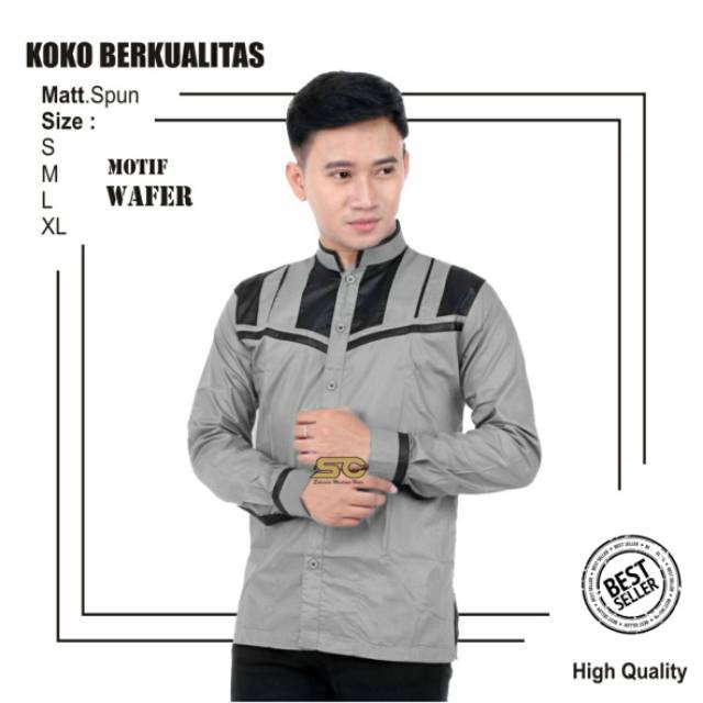 Jual Baju Koko Motif Terbaru Wafer Coksu Hitam Shopee Indonesia