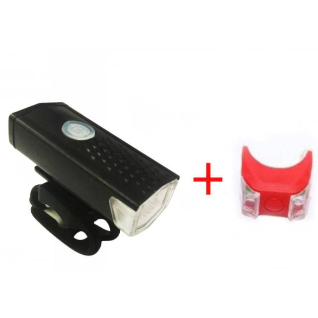 LAMPU DEPAN SEPEDA USB + LAMPU BLKG LED RED ONLY