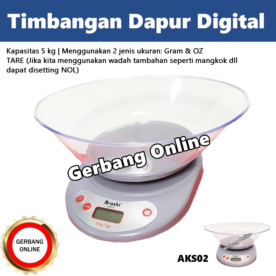 Timbangan Dapur Digital AKS02 Kitchen Scale Mangkok Kue 5 Kg Auto OFF