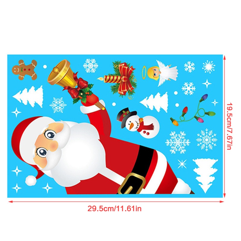 Stiker Dinding Jendela Desain Santa Claus Snowman Untuk Dekorasi Rumah