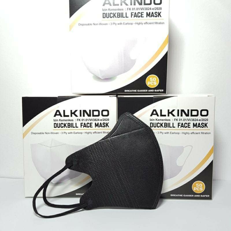 promo / masker duckbil alkindo garis isi 50pcs / masker / masker mouson