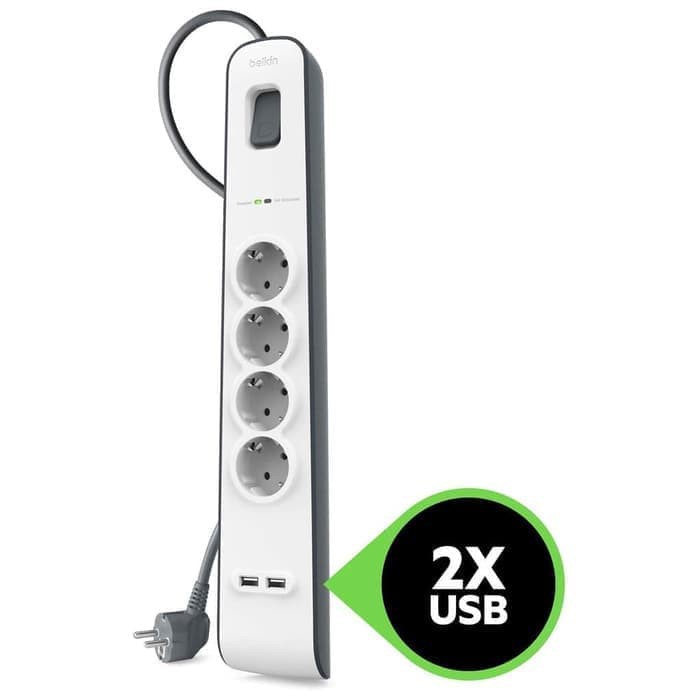 Belkin Surge Protector 4 Outlet With 2M Cord With 2 USB Ports (2.4A)