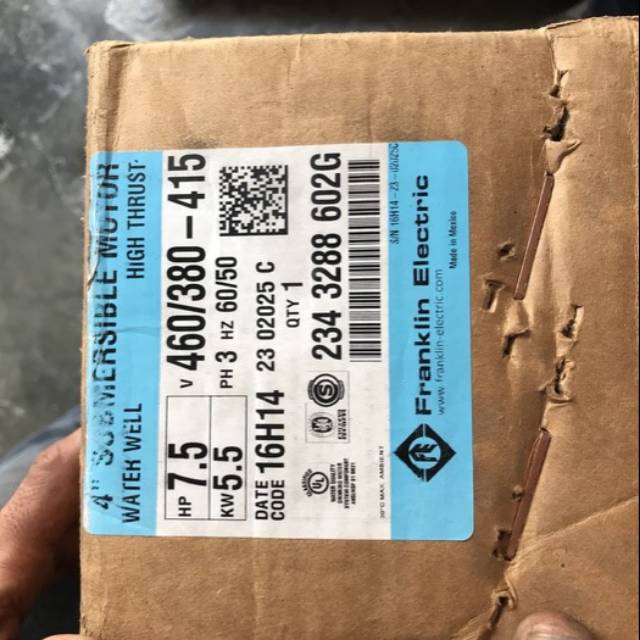 Motor submersible 7.5 hp 4 dim franklin