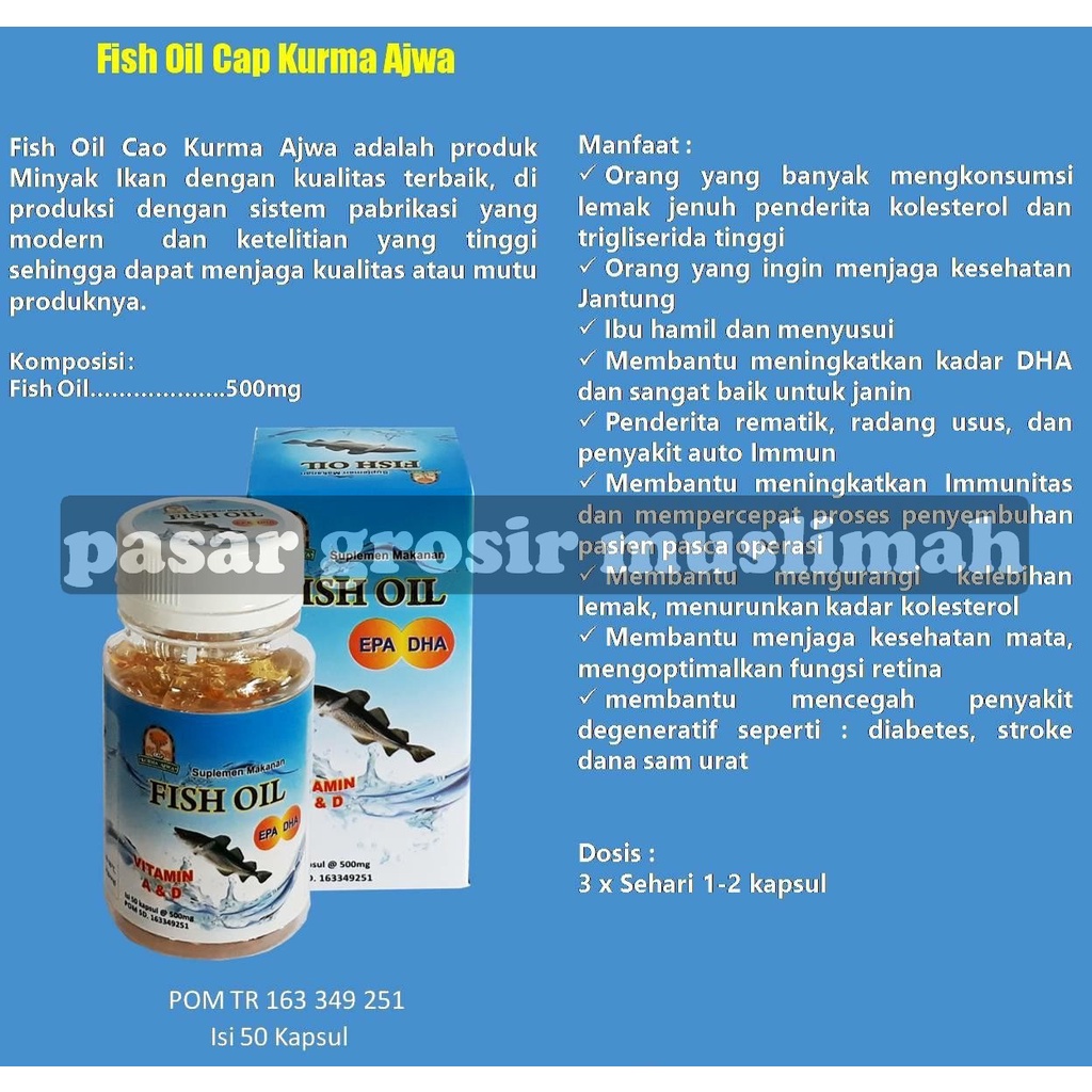 MINYAK IKAN FISH OIL EPA &amp; DHA CAP KURMA AJWA FISH OIL bisa BAYAR DI TEMPAT