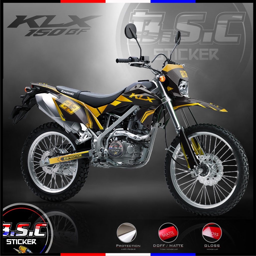 Sticker Decal FULL BODY KLX 150 BF Motif Carbon Gold Liss