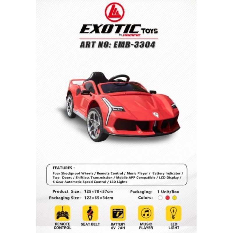 KHUSUS GOSEND Mainan Anak Mobil Aki Exotic EMB 3304 Sport Car sedan