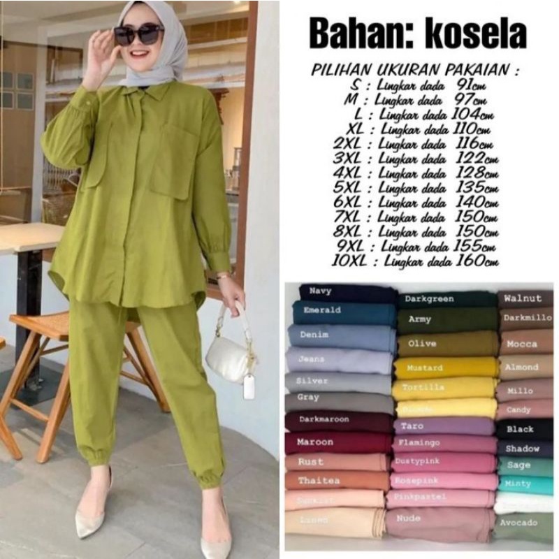 set baju lebaran celana calista jumbo bigsize