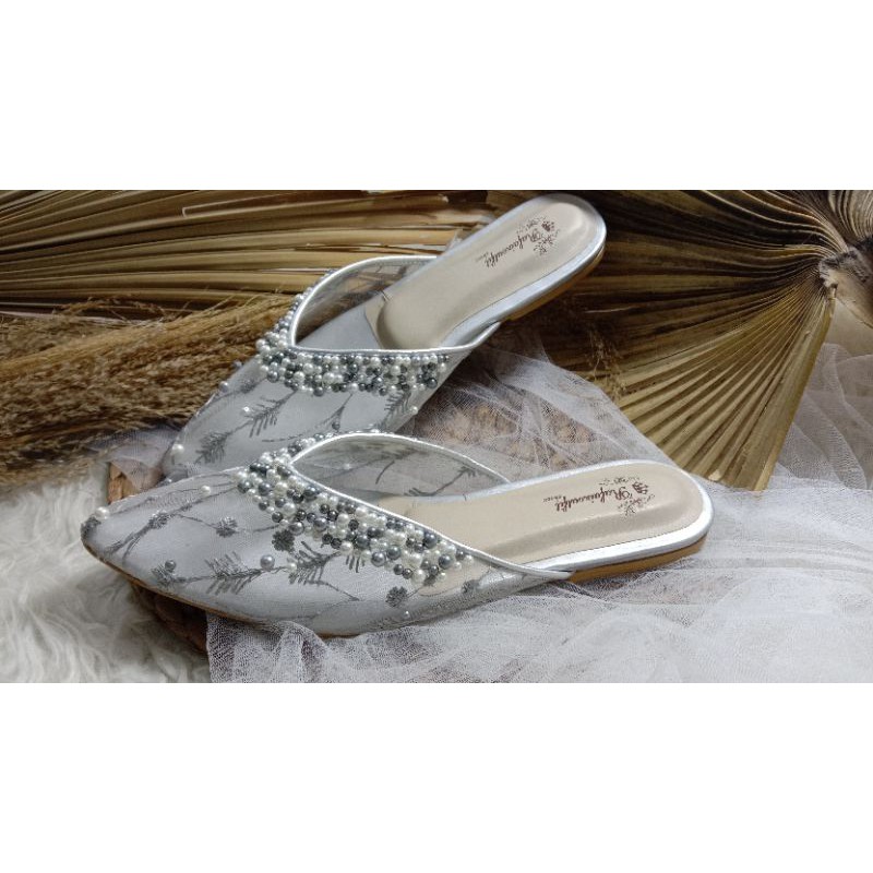 flatshoes wanita silver sandal cantik wanita