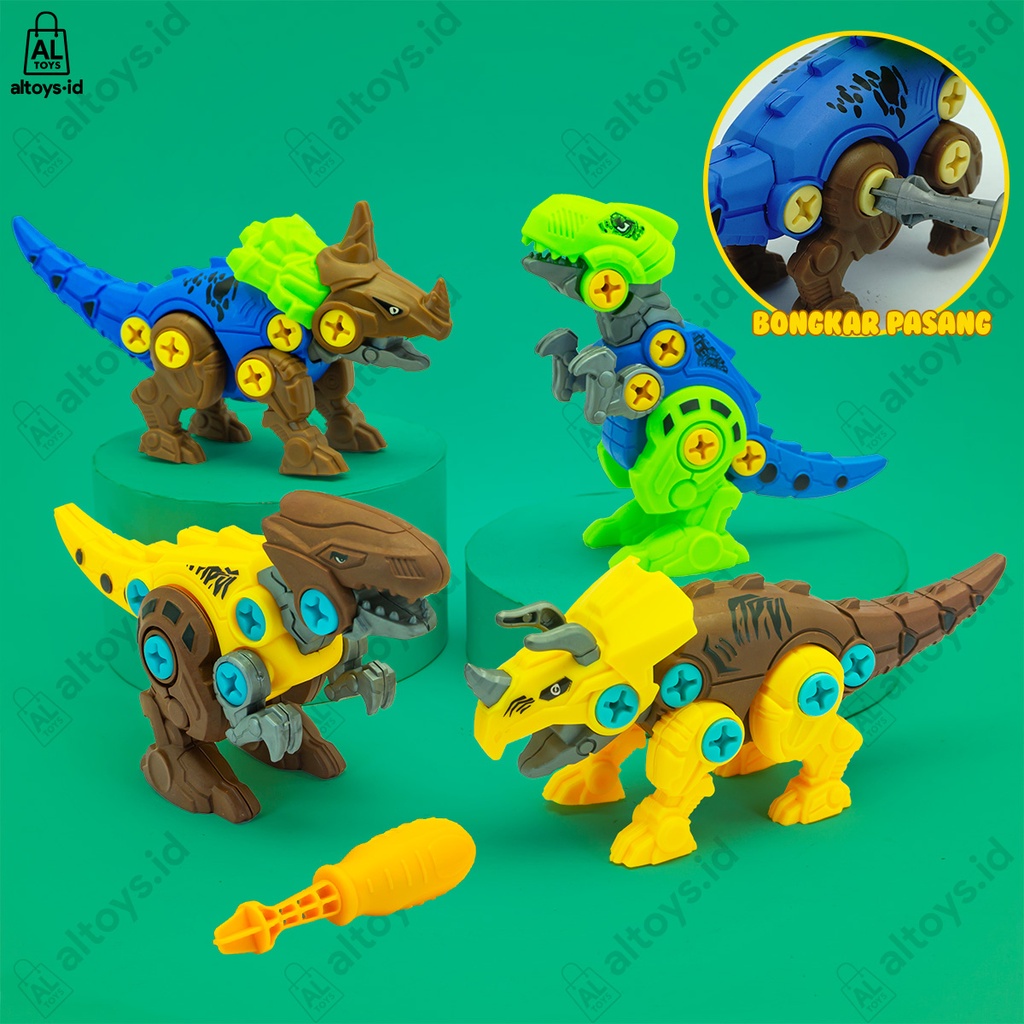 Mainan Edukasi Rakit Hewan Dinosaurus Obeng Mainan Bongkar Pasang Hewan Dino DIY Assembly