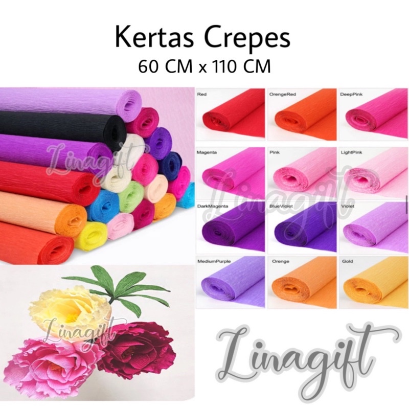 KERTAS CREPES / KREP / TISSUE CREP / TISU CREPE PAPER 110x60 HIASAN KADO RUANGAN / PRAKARYA