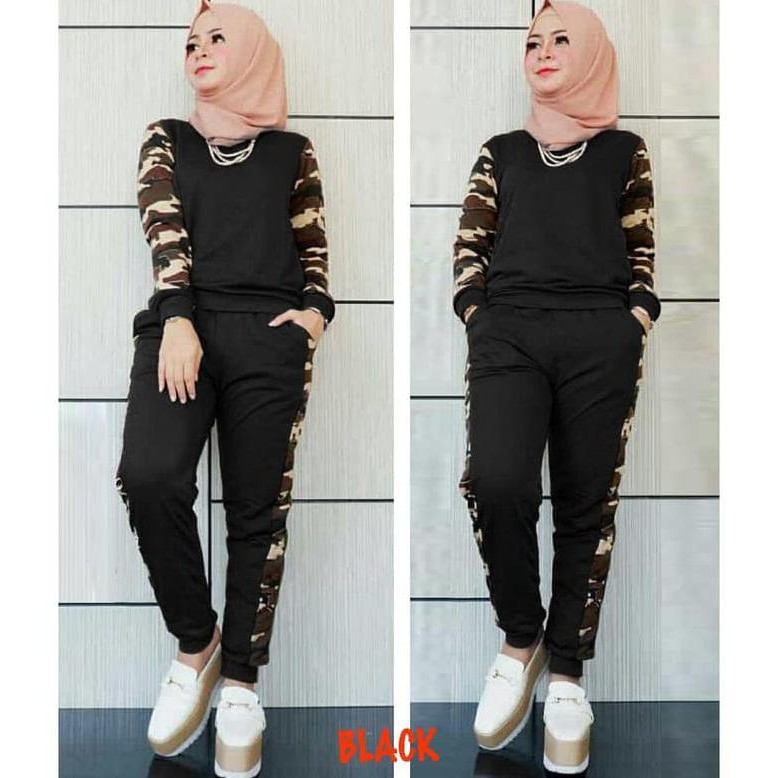 stelan training loreng/baju senam muslim/baju olahraga muslim/vr - Maroon TERLARIS