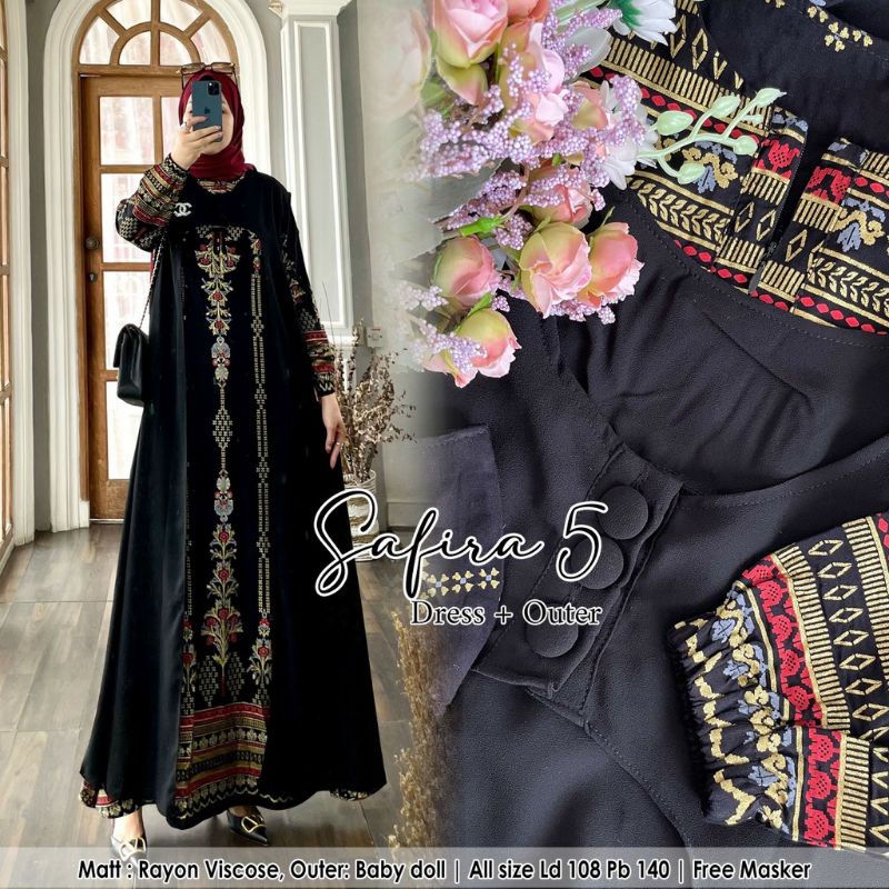 W2 GAMIS BATIK SET LONG ROMPI SAFIRA (VOL 5) GAMIS WANITA KANTORAN MUSLIM TERBARU