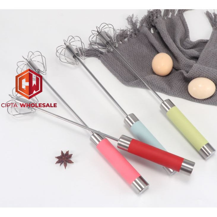 Kocokan telur hand whisker stainless semi otomatis murah whisk full