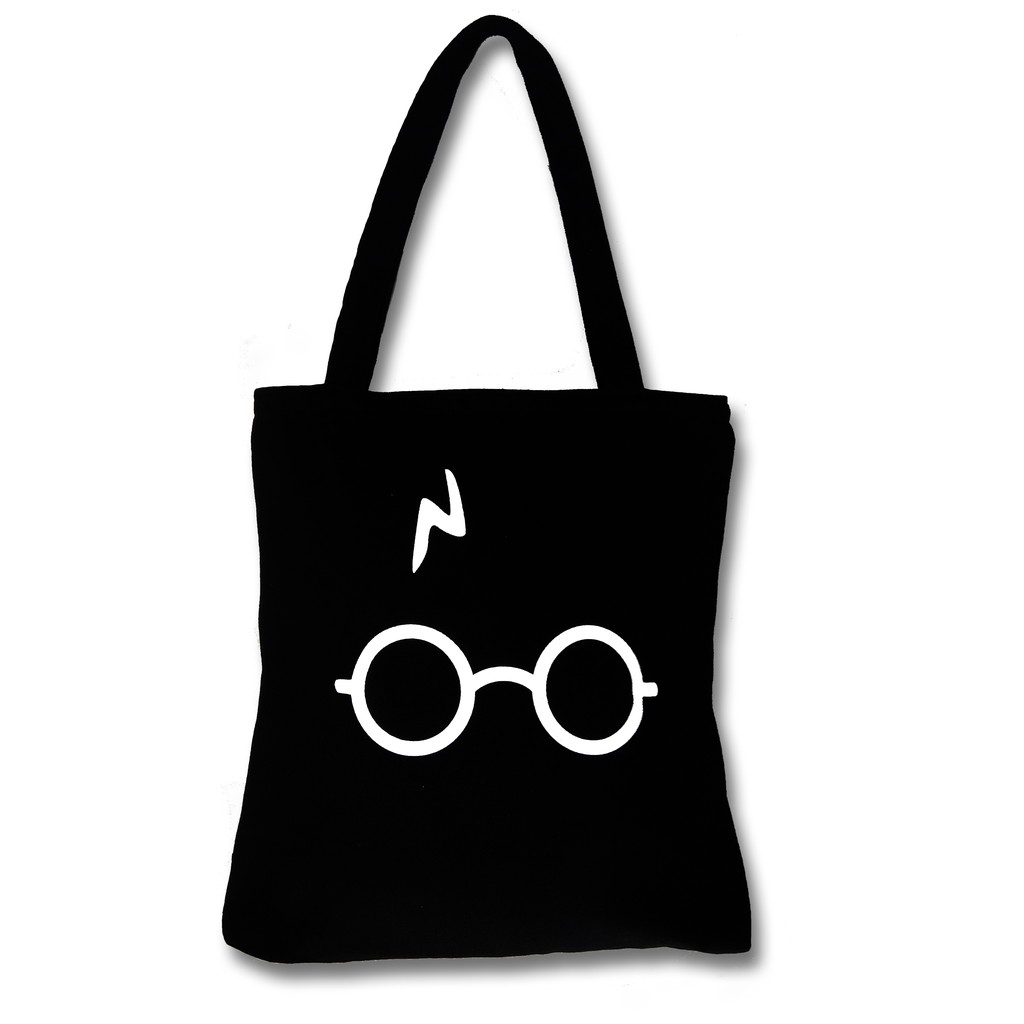 Tote Bag Kanvas dengan Resleting Design Kaca Mata - Cocok untuk Tas Sekolah, Kuliah, atau Kerja!