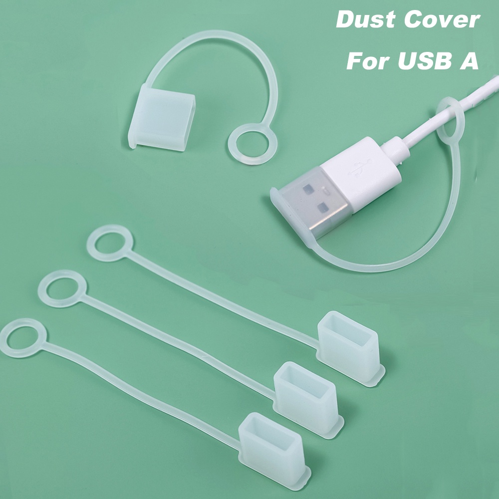 Dustproof Pelindung Anti Hilang USB2.0 3.0 USB A Cable Dust Cover With Cord Dust Plug Charger Cover Dengan Kawat Topi Perlindungan Putih