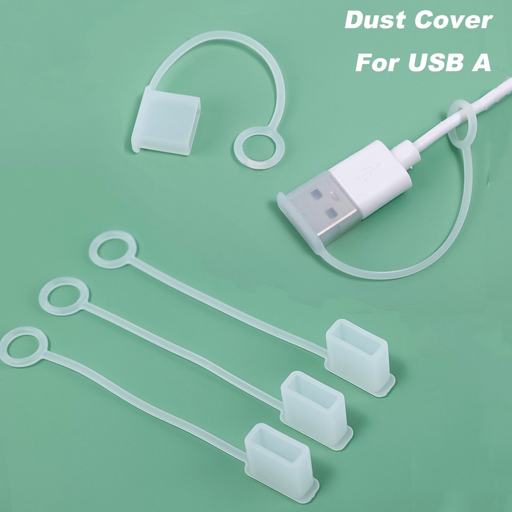 1 / 5pcs Cover Pelindung Plug Charger USB 2.0 3.0 Anti Hilang / Debu Warna Putih