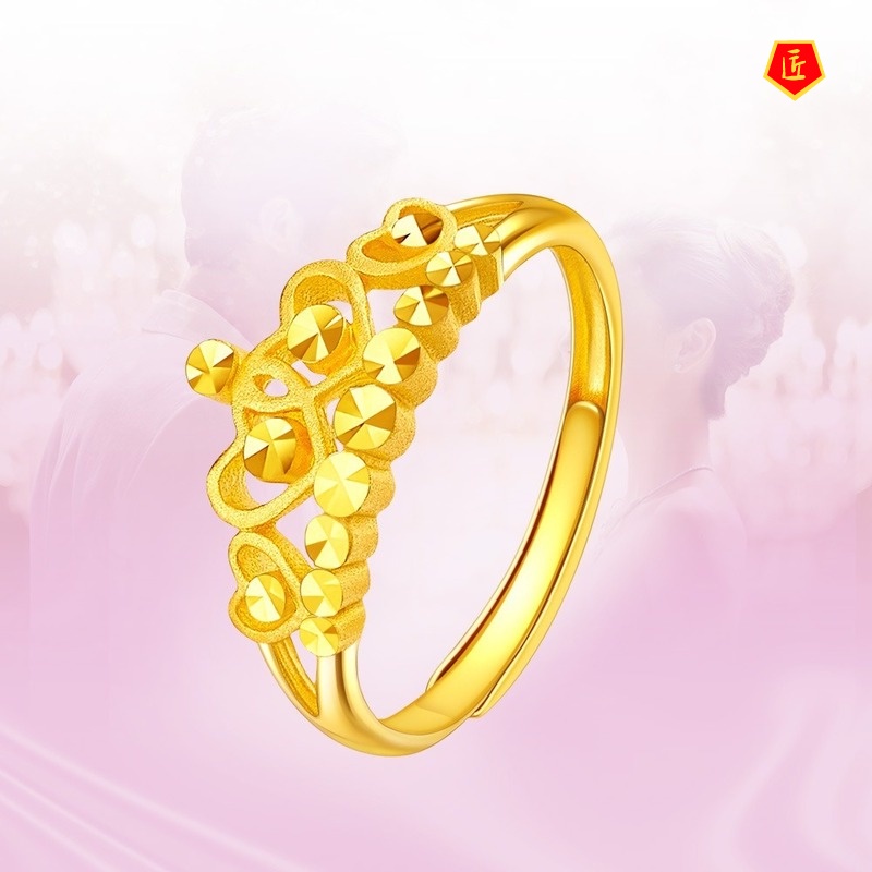 [Ready Stock]Elegant Simple Gold Flower Crown Women's Ring