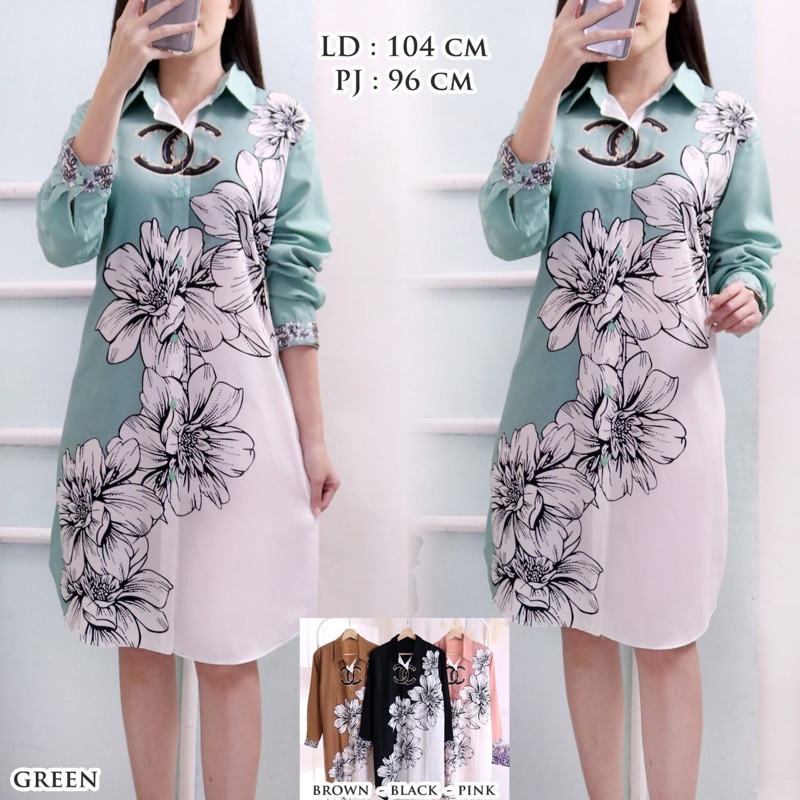 Kemeja Tunik Wanita Bunga Import