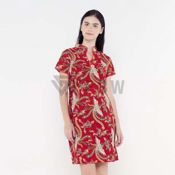 Jual Dress Batik - FBW Cheongsam Batik Dress Couple Imlek Phoenix - Merah - Merah XL Limited
