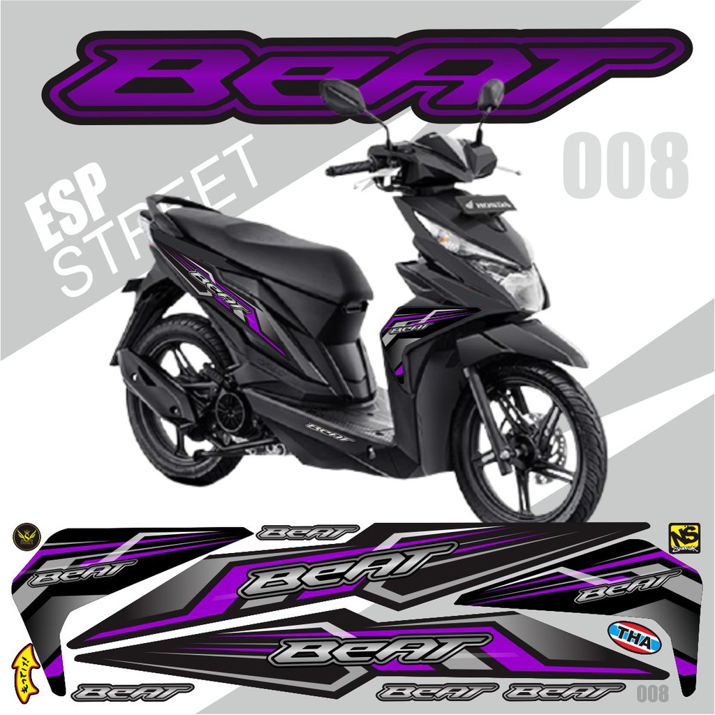 STICKER LIS STRIPING BEAT NEW ESP/ BEAT STREET VARIASI RACING 008 UNGU