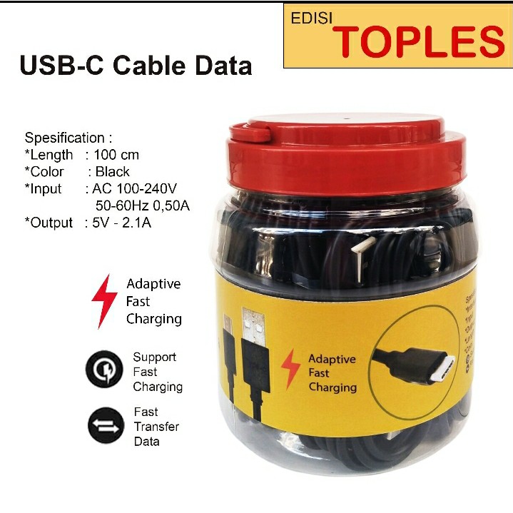 Rp 8000 Kabel USB Type-C Support Fast Charging minim 50pc free TOPLES