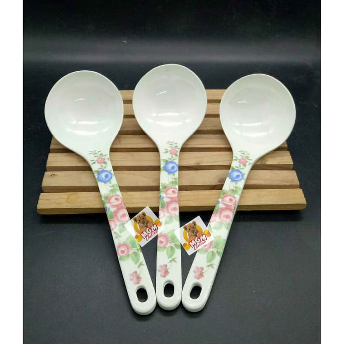 Irus Melamine Tebal motif Bunga Shabby Sendok Sayur Melamine kuah