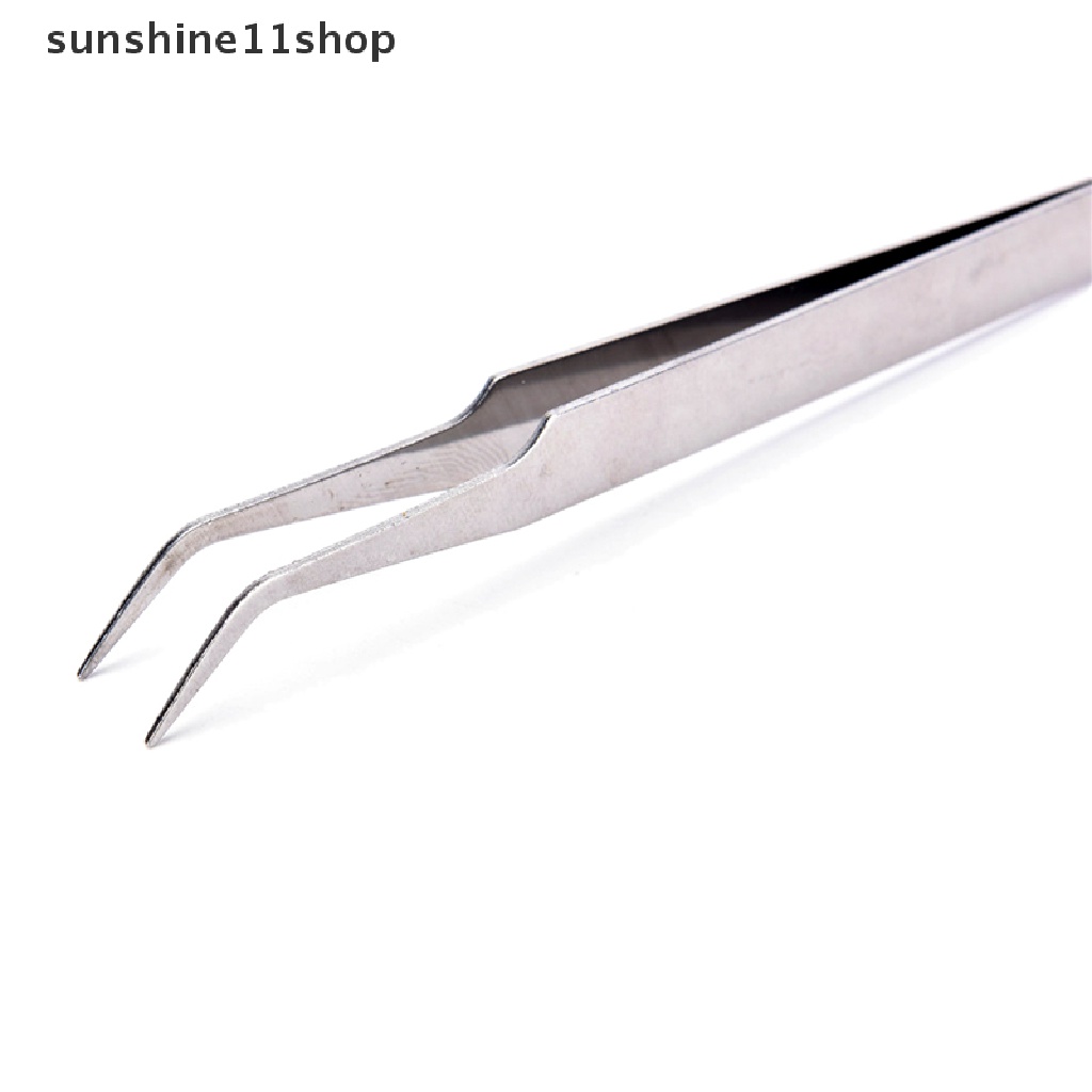 (SHO) 2pcs Pinset Stainless Steel Untuk Mengambil Bulu Mata Palsu / Nail Art