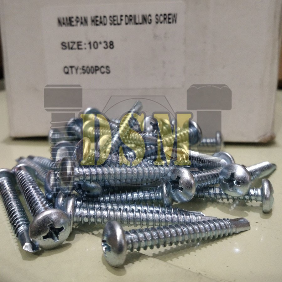 (100 PCS) Sekrup Roofing SDS PH #10x38 / Baut Baja Ringan PAB 10x1 1/2&quot; (4CM)