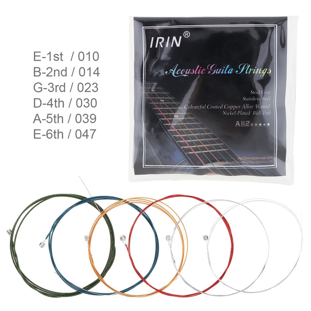 6pcs / set 010-047 Inch Senar Gitar Akustik Bahan Tembaga Alloy Warna Warni