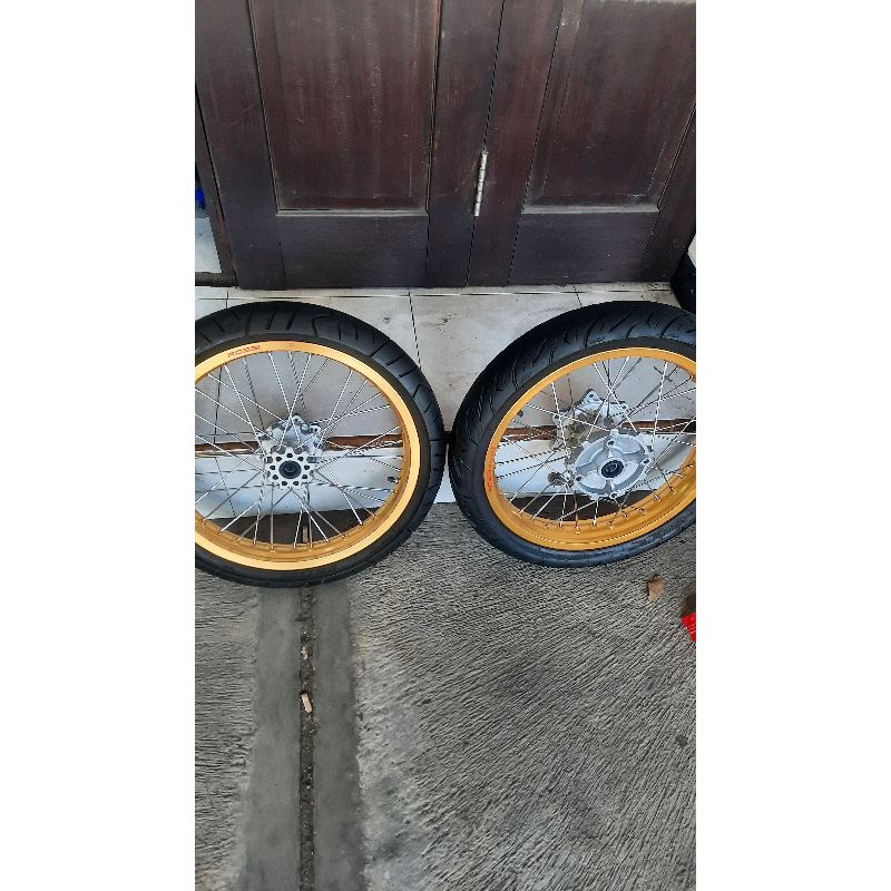 sepaket velg semi cacing crf 185/215 set depan belakang semi cacing crf150L
