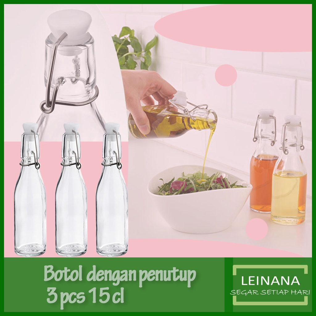 BOTOL KECIL isi 3 BOTOL KACA / botol beling KEDAP UDARA / BOTOL 150 ml BOTOL MINUMAN