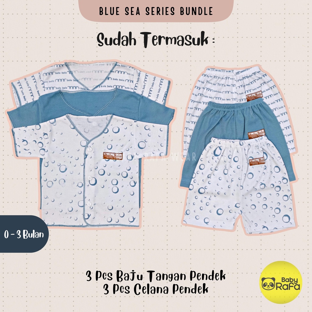 Serian Biru - 18 PCS Paket Lahiran Setelan Baju Bayi Celana Bayi Baru Lahir Gift Set Baby merk SNI Bolo - Bolo BLUE SEA SERIES