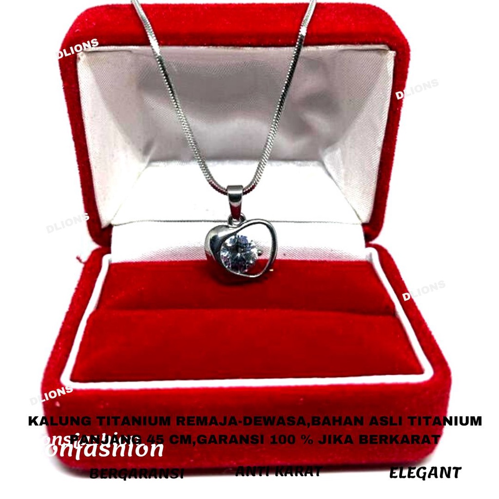 KALUNG LIONTIN TITANIUM ASLI ANTI KARAT WARNA SILVER PANJANG KALUNG 45 CM