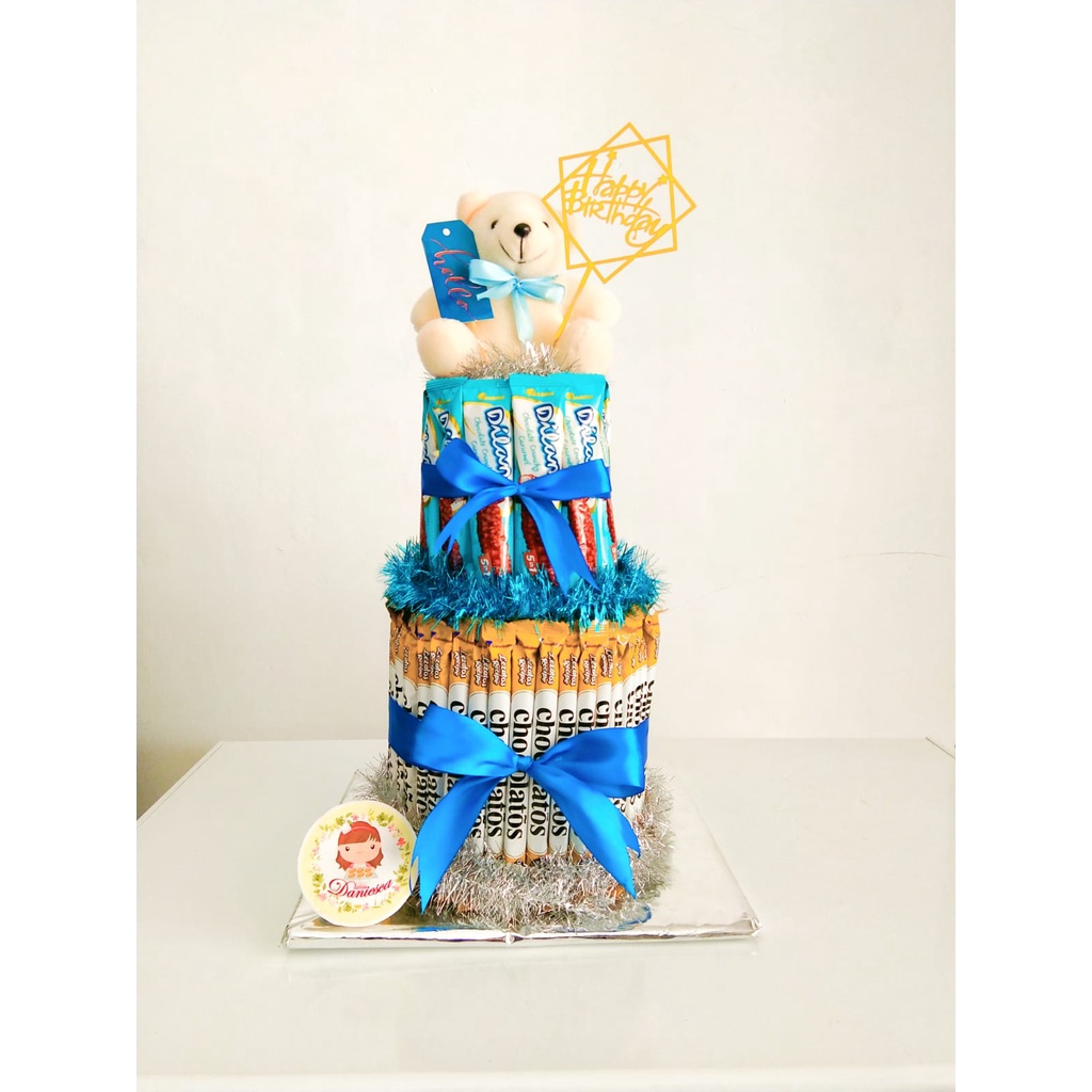 .snack tower cake 2 susun chocolatos dilan sari gandum susu uht kue tart coklat cake ultah birthday 