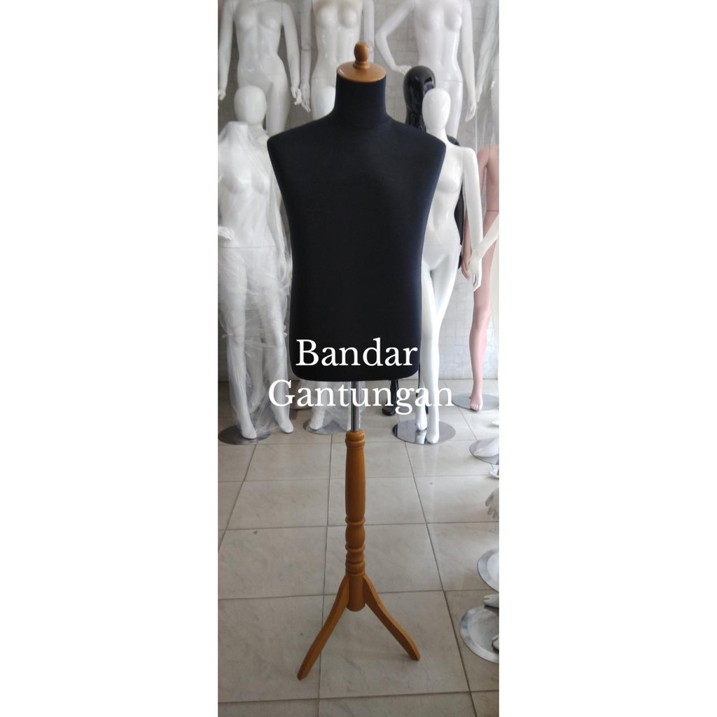 Manekin Dress Making Cowok/Patung DM Cowo/Patung Pria Setengah Badan Lapis Kain Topi Plastik