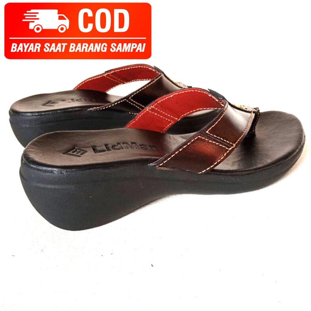 Sandal Wanita Kulit Sendal Wanita Kekinian Sandal Wedges Cewek Khwanstar