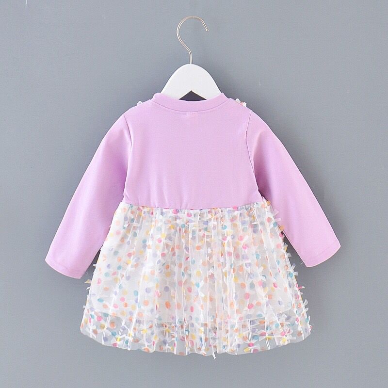 Promo !! Dress anak cewek lucu / dress pompom ball crown ukuran 6bulan - 2tahun / Dress import anak / Dress trendy anak cewek