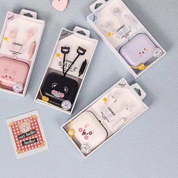 [KN-3053] Set Headset Earphone LOVELY KARTUN / Wadah Earphone KARAKTER LUCU IMUT