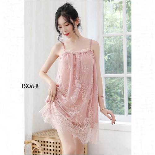 [LIMITED STOCK] SEXY LINGERIE BAJU TIDUR JUMBO HOMEDRESS FIT TO XXL PINK JS06B