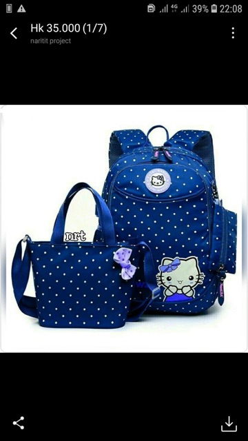 Ransel Bagpack 3 in 1 Hello kitty