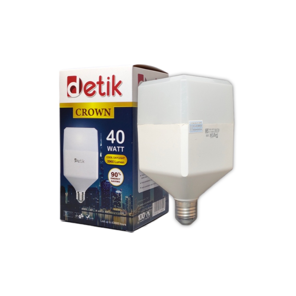 Detik Crown Lampu LED Bulb Kotak 40 Watt - Cahaya Putih