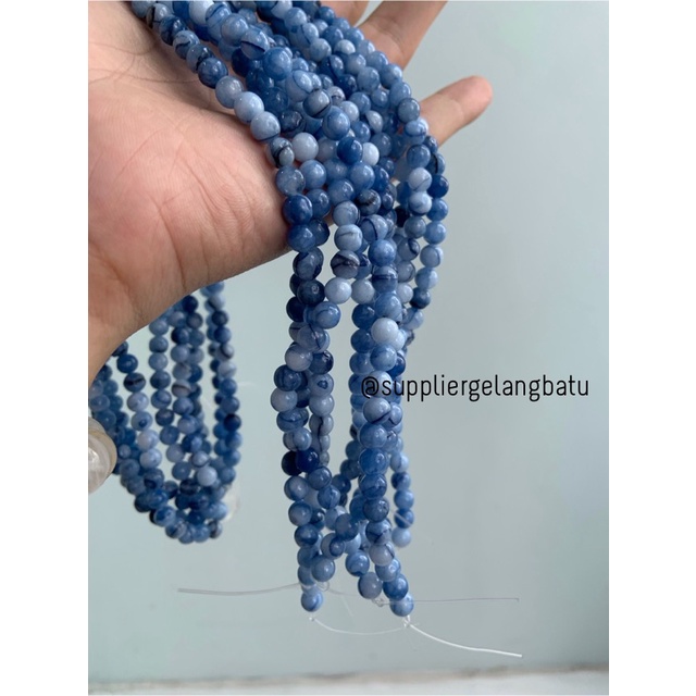 batu blue moss agate biru 6mm aksesoris fashion gelang kalung craft