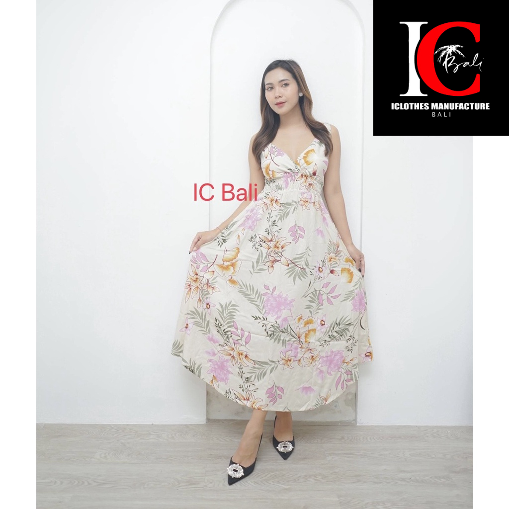 GROSIR DRESS MOZA TALI MOTIF TERATAI MT020/ DASTER RUMAHAN