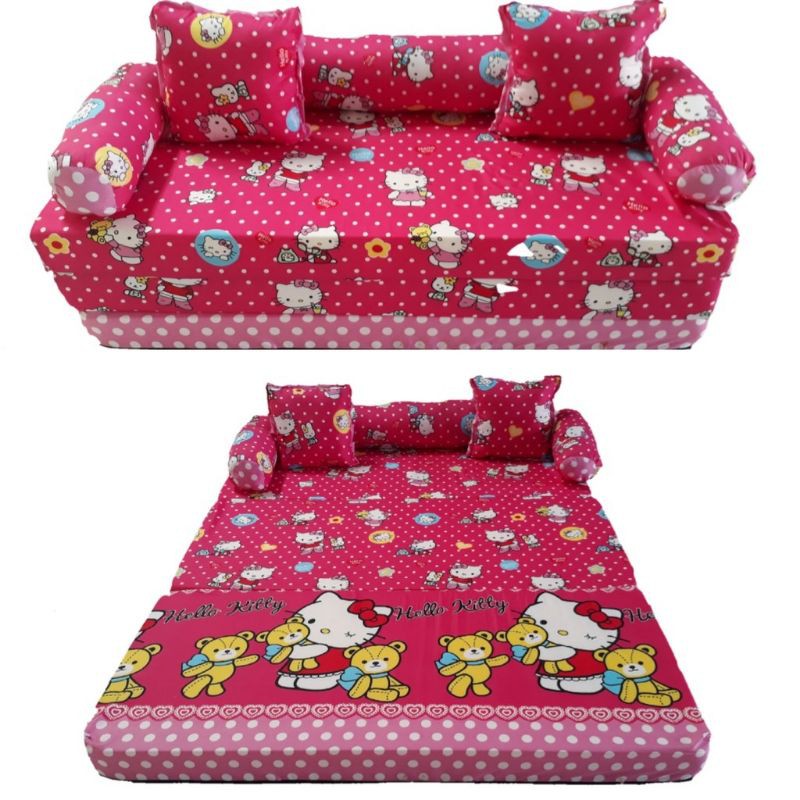 Kasur Lipat Sofa bad Katun/Kasur Lantai model sofa bungkus kain Katun/Kasur Spon bisa dilipat