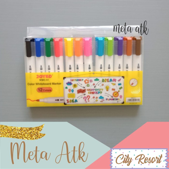 

Berkualitas Color Whiteboard Marker / Spidol Jumbo Joyko Set 12 Warna Wmc-51 Bergaransi