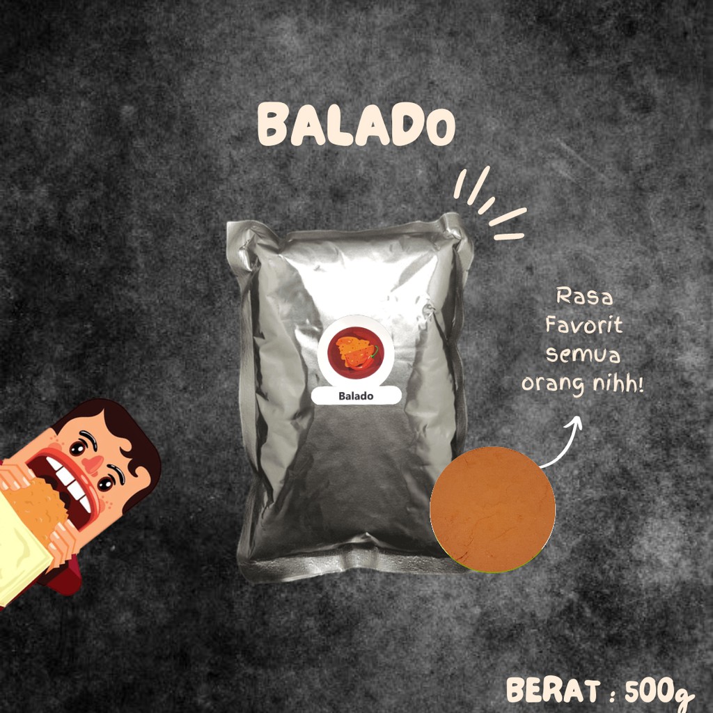 BUMBU TABUR BALADO 500 GRAM / Bubuk Tabur Bumbu Keripik Kentang Lidi Ayam Makaroni Jamur Tahu