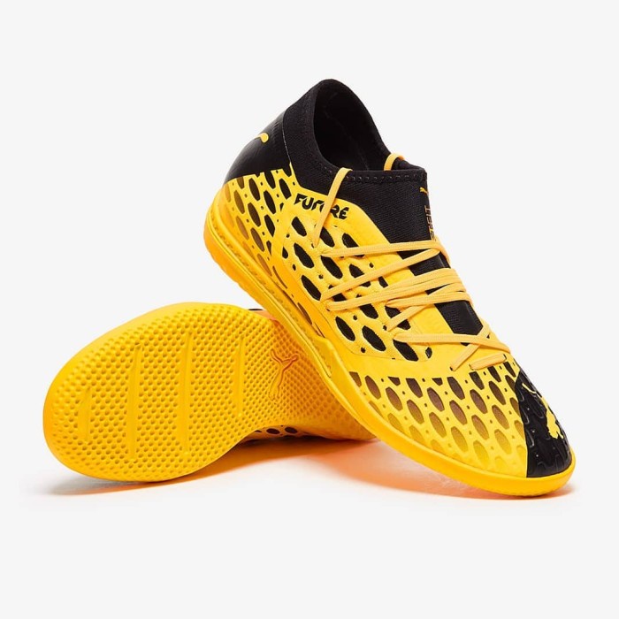 SEPATU FUTSAL MURAH IMPORT TERBARU Puma Future 5.3 Netfit TT Puma Blac - Kuning, 39