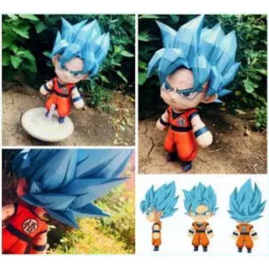 DIY Papercraft Dragon Ball Chibi Goku SSJ Blue